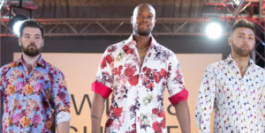 Men wearing brightly coloured shirts for the Suffolk Fashion Show 2019