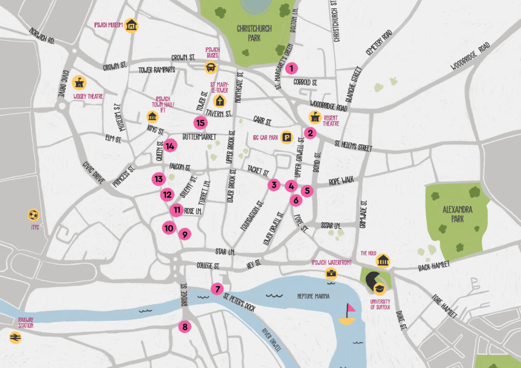Art Walk in Ipswich map